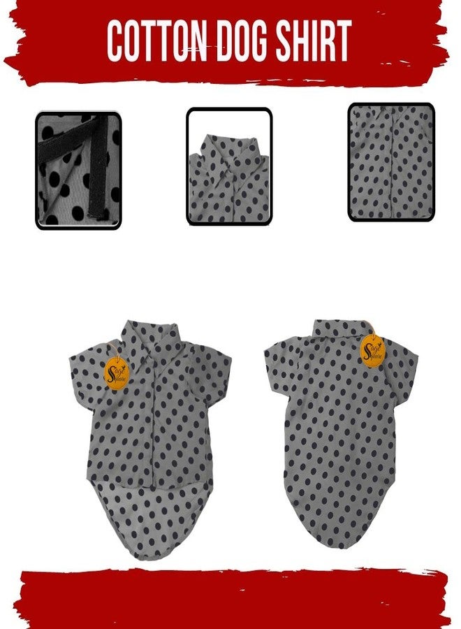 سايج سكوير قميص كلاب مطبوع عليه رسومات مربعة جريئة، قميص كلاب عصري، فائق النعومة وخفيف الوزن، ملابس كلاب مريحة وجيدة التهوية، زي عصري (صغير - 14 بوصة) (رمادي منقط) - Image 4